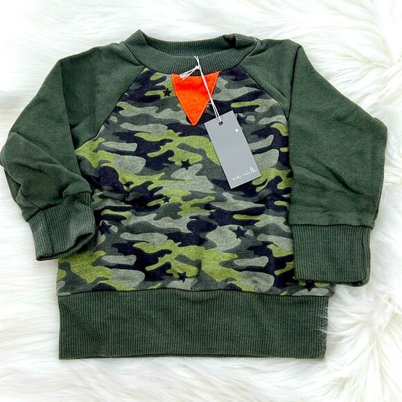 Miki Miette Nordstrom Iggy Crewneck LS Top - Delta Camo - 9 Months - NWT - Picture 1 of 5
